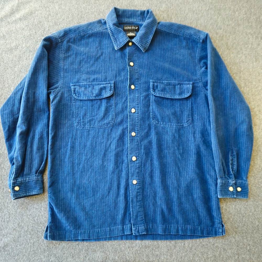 Vintage ANCHOR BLUE Corduroy Button Shacket Shirt Medium Corduroy Skater Y2K